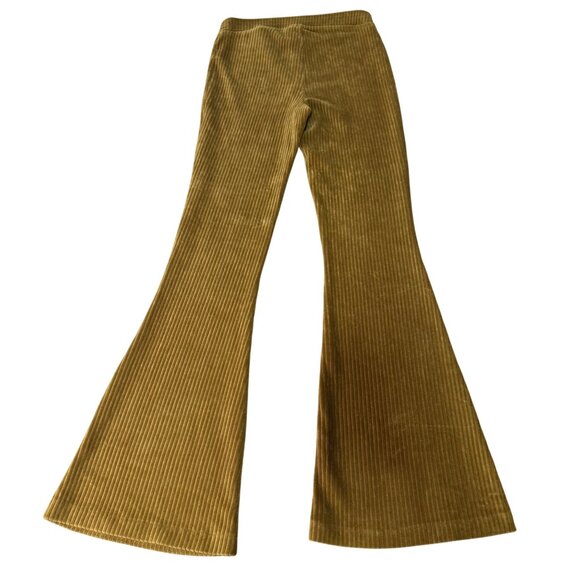 Aerie Ribbed Corduroy Flair Pants S Regular Stretchy Flare Leg Olive Brown Casua - Picture 5 of 6
